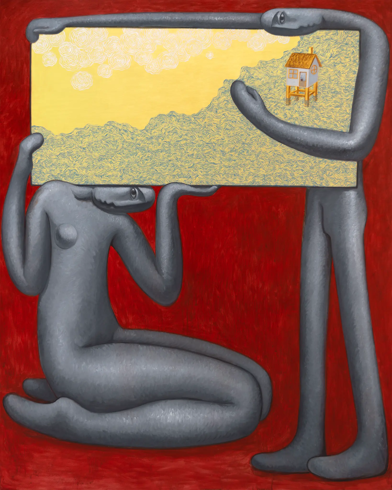 《被守护的家》，2024年，布面油画，200 × 250 cm。
