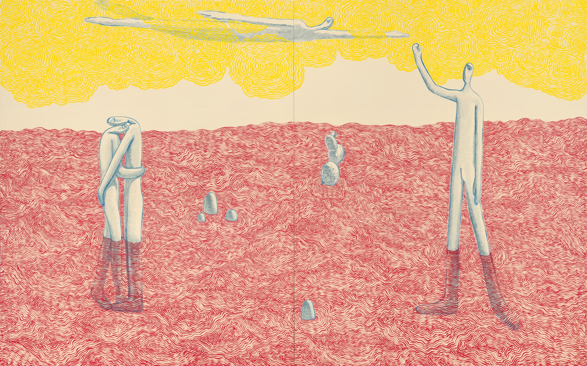 《雨后天空》，2023年，布面油画，400 × 250 cm。