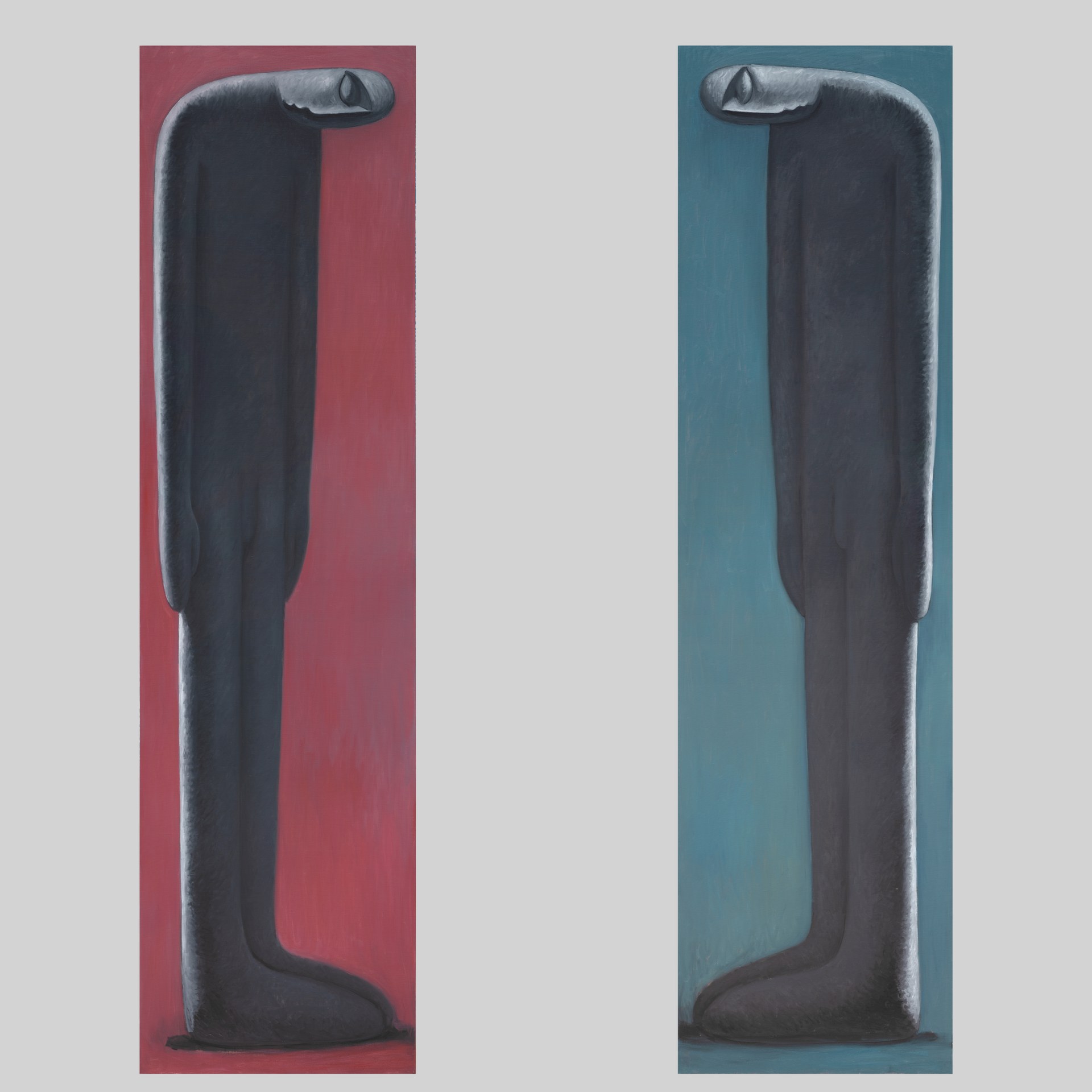 方旭绘画《各自的色彩》，2022年，布面油画，90 × 300 cm（35.4 × 118.1 inch）。