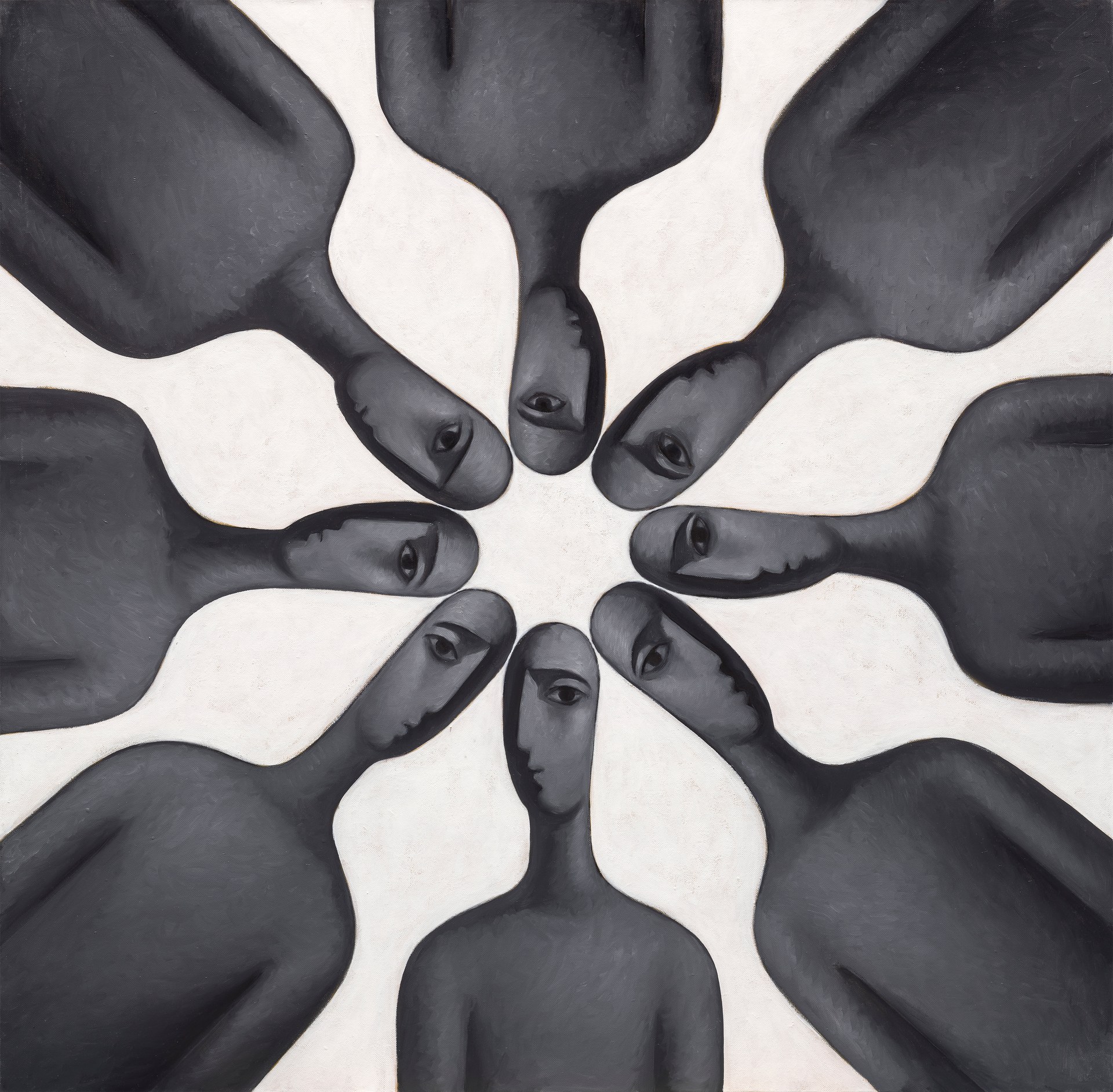 方旭绘画《万花筒 No.1》，2024年，布面油画，100 × 100 cm（39.4 × 39.4 inch）。