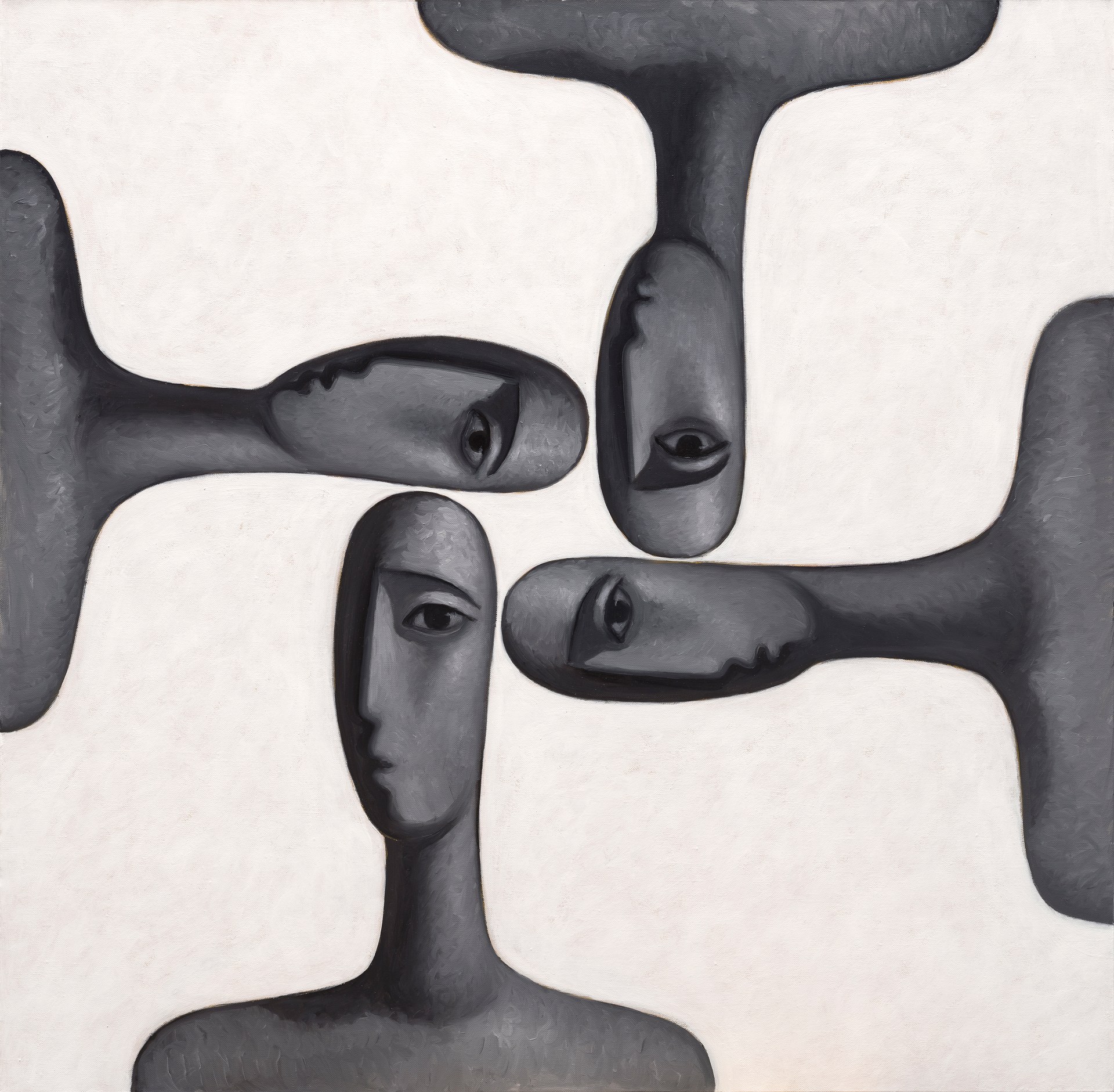 لوحة «Kaleidoscope No.3» لفانغ شو، 2024، بألوان زيتية على قماش، بأبعاد 100 × 100 سم (39.4 × 39.4 بوصة).