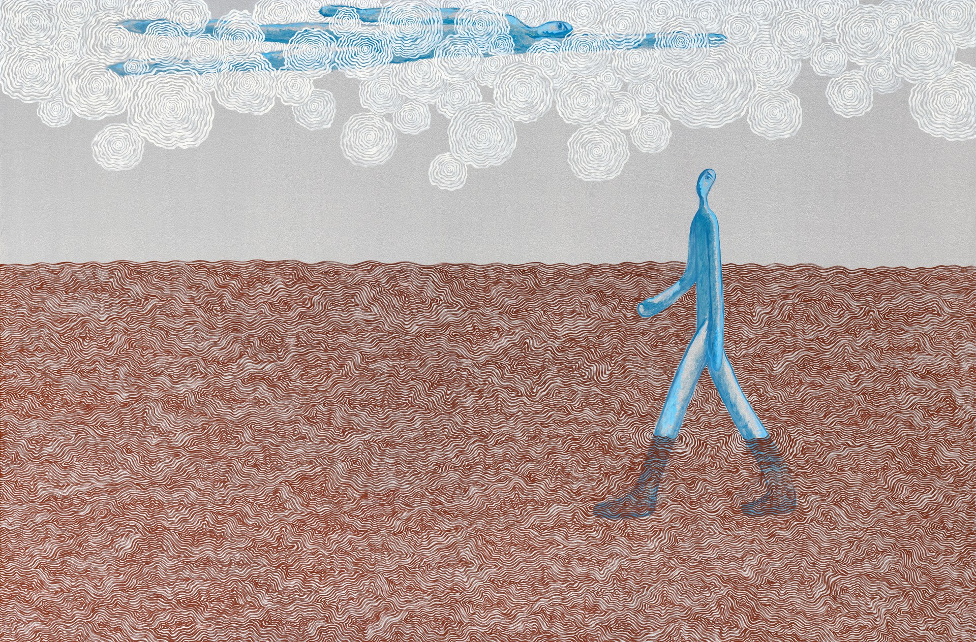 方旭绘画《无岸 No.1》，2024年，布面油画，205 × 300 cm（80.7 × 118.1 inch）。