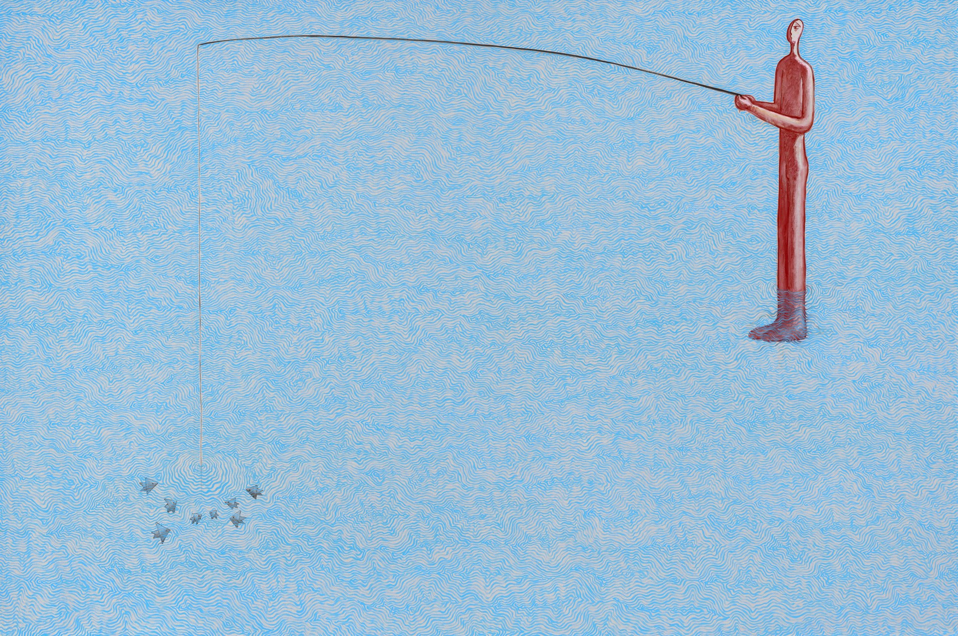 方旭绘画《无岸 No.3》，2024年，布面油画，205 × 300 cm（80.7 × 118.1 inch）。