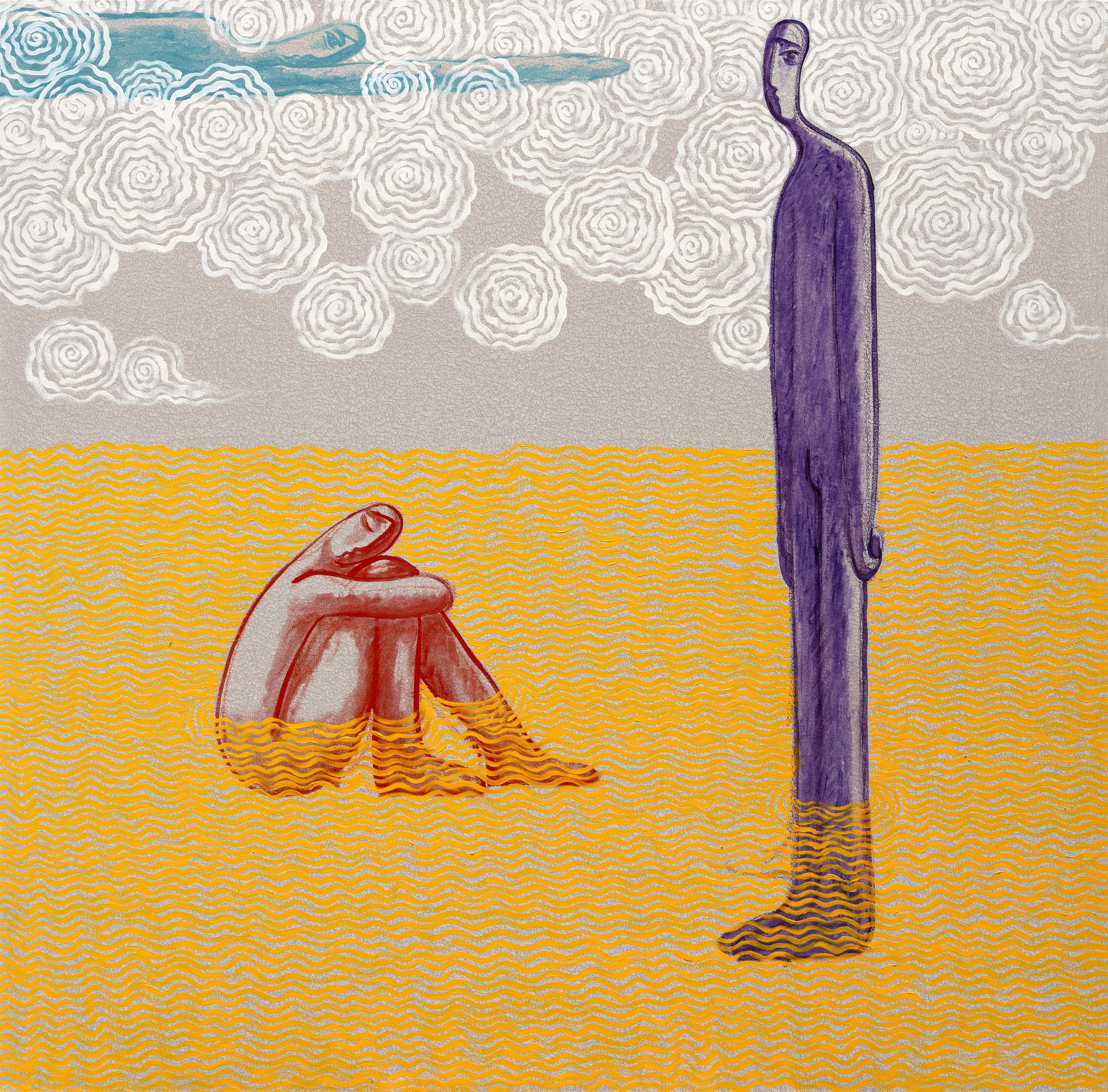 方旭绘画《无岸 No.5》，2024年，布面油画，120 × 120 cm（47.2 × 47.2 inch）。