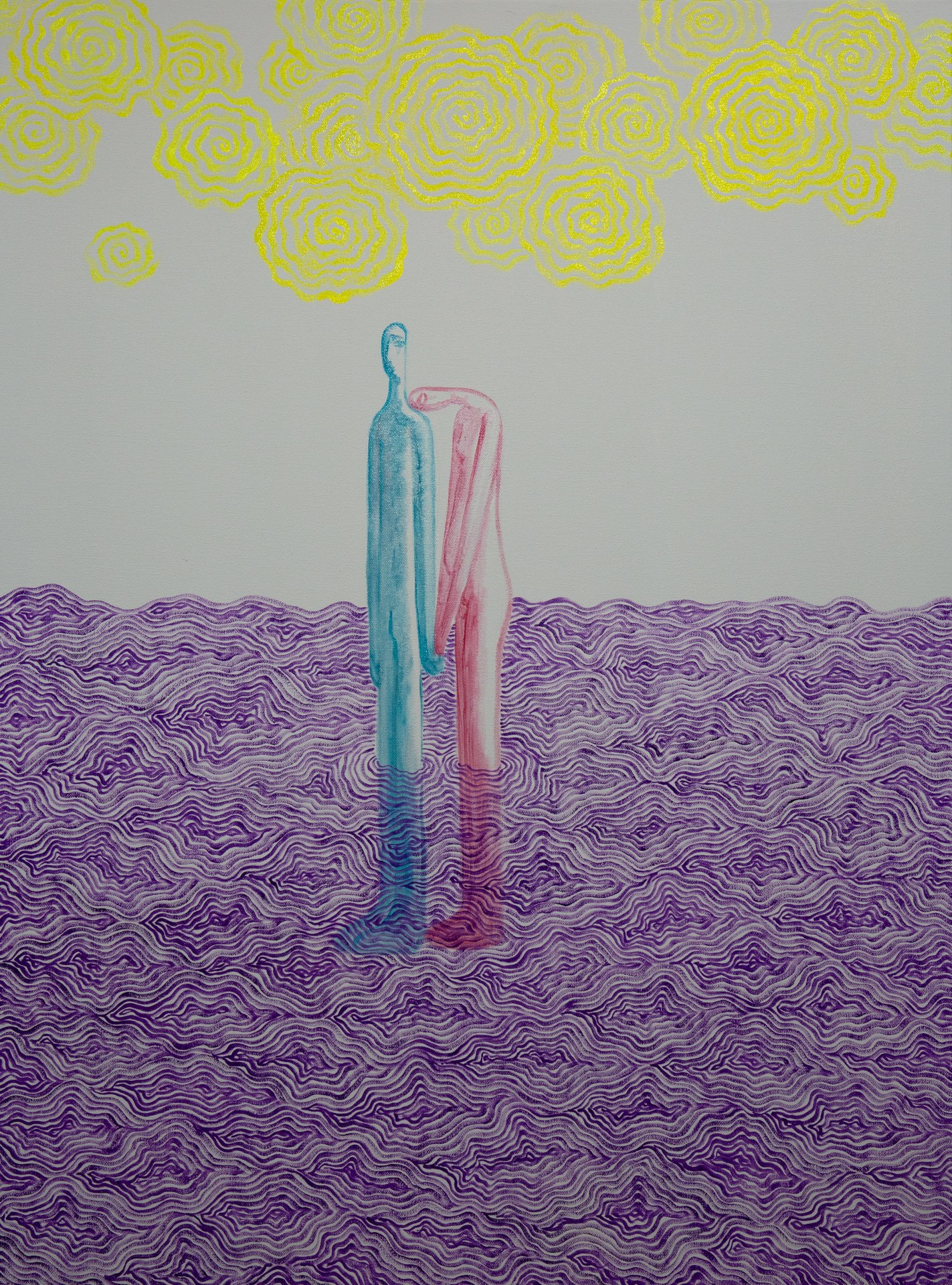 方旭《无岸 No.7》，2024年，布面油画，尺寸为60 × 100 cm。