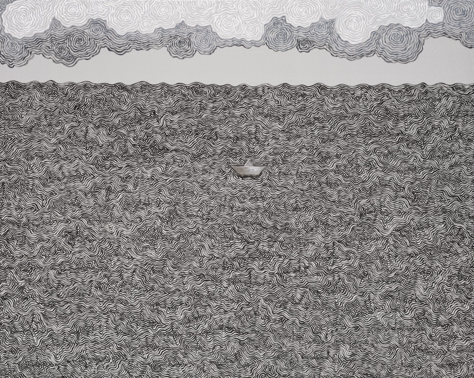 方旭《乘风破浪》，2024年，布面油画，155 × 190 cm（61.0 × 74.8英寸）。