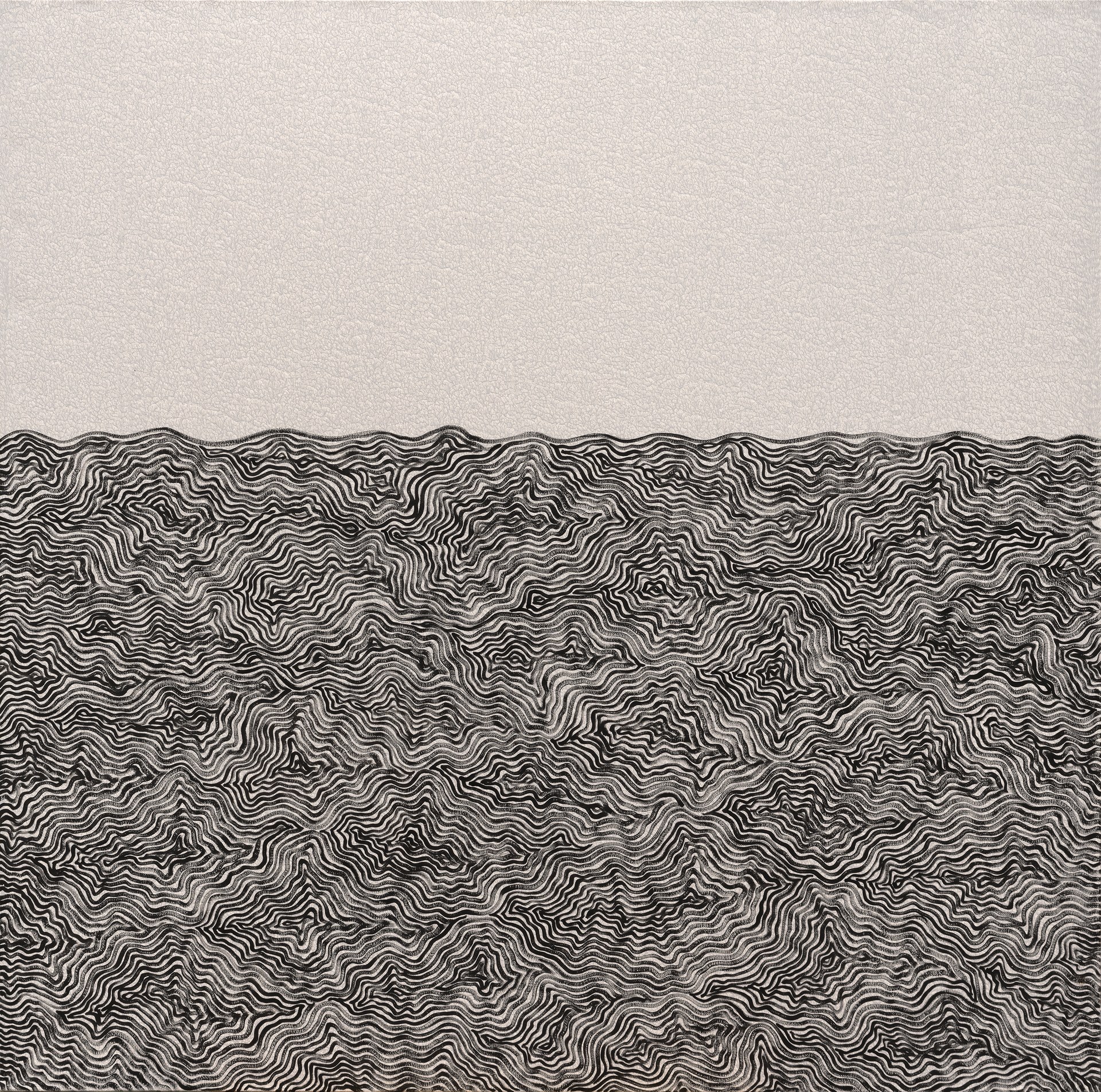 方旭《海岸线6号》，2024年，布面油画，120 × 120 cm（47.2 × 47.2英寸）。