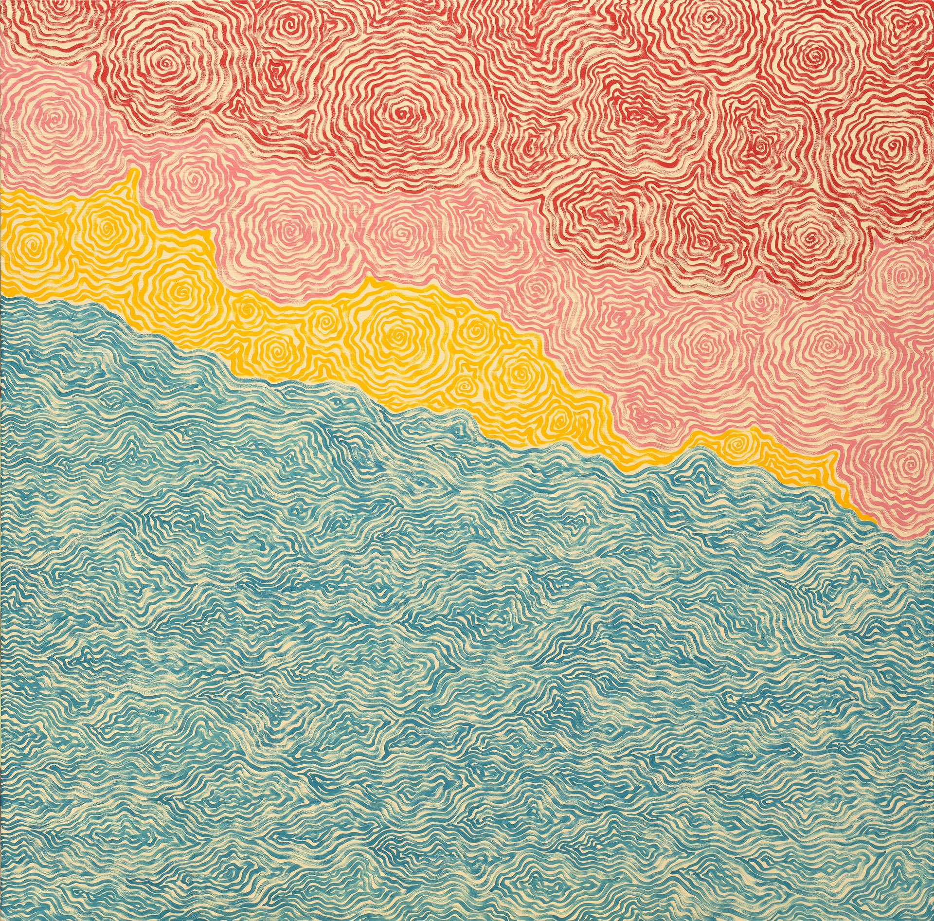 方旭《海岸线7号》，2024年，布面油画，120 × 120 cm（47.2 × 47.2英寸）。