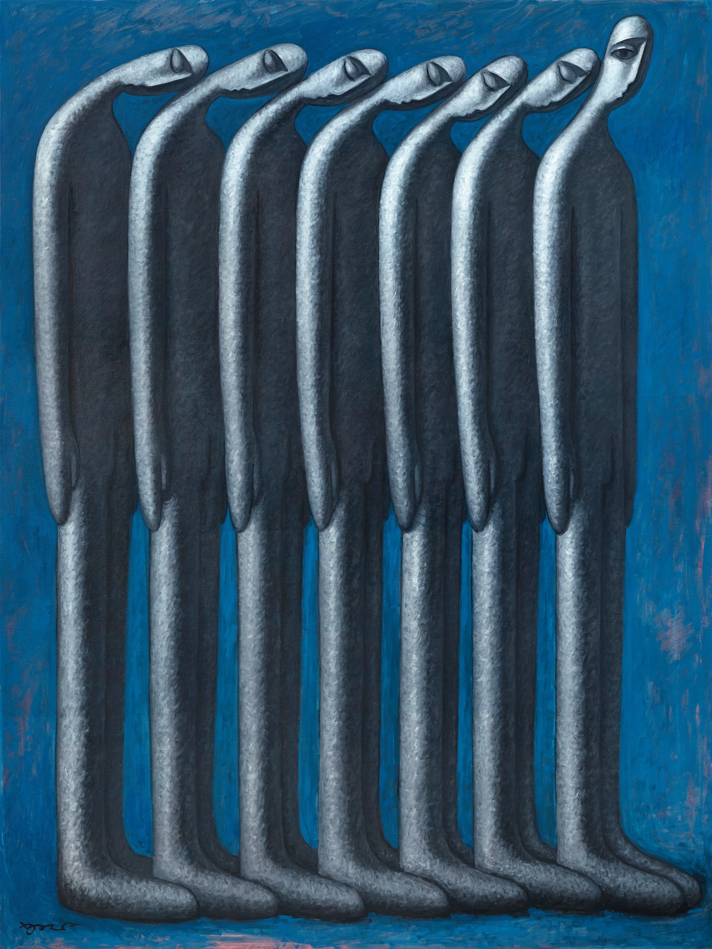《群体孤独》，2022年，布面油画，150 × 200 cm。