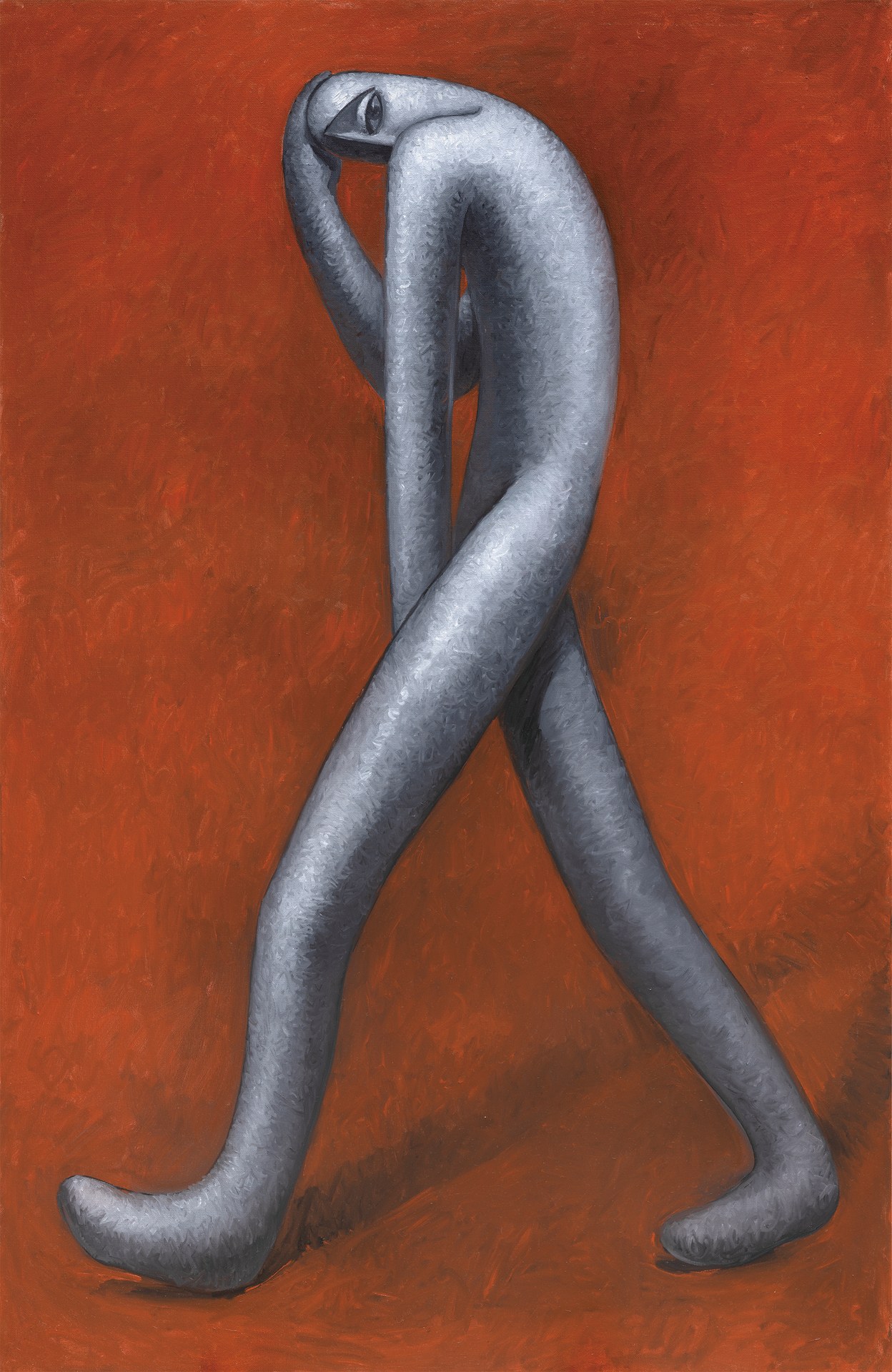 《独自》，2022年，布面油画，30 × 200 cm。