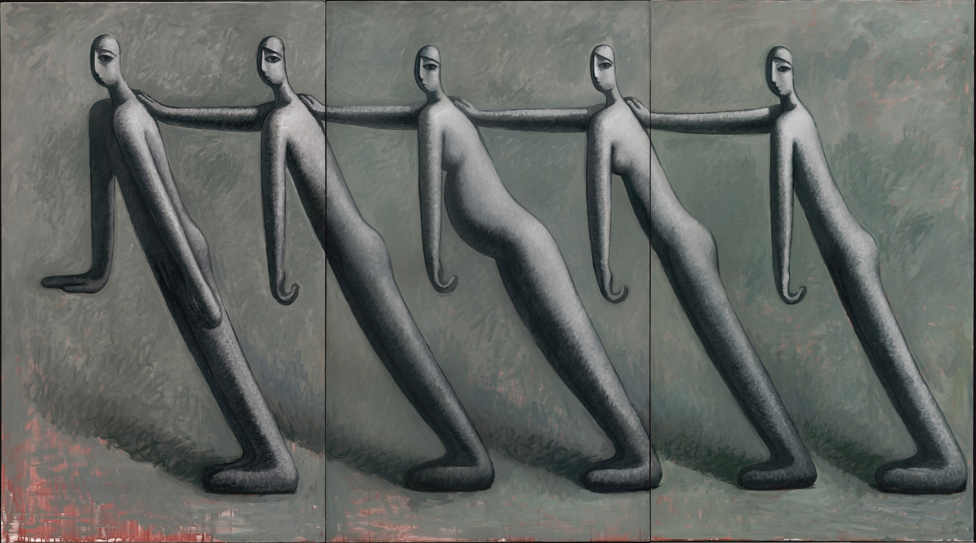 方旭的绘画作品《斑马线》，创作于2022年，布面油画，尺寸为360 x 200 cm。