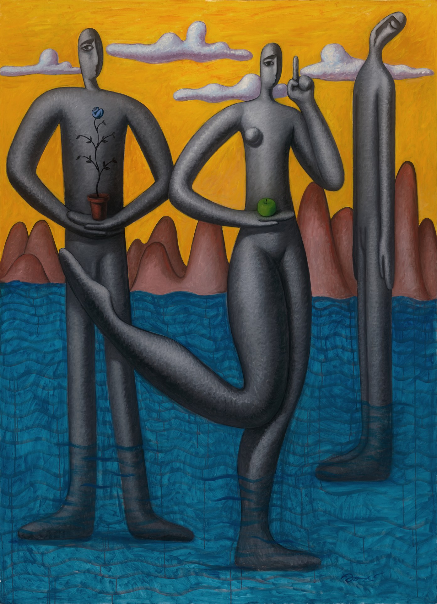 方旭《神秘山林》，2022年，布面油画，尺寸为180 × 250厘米。
