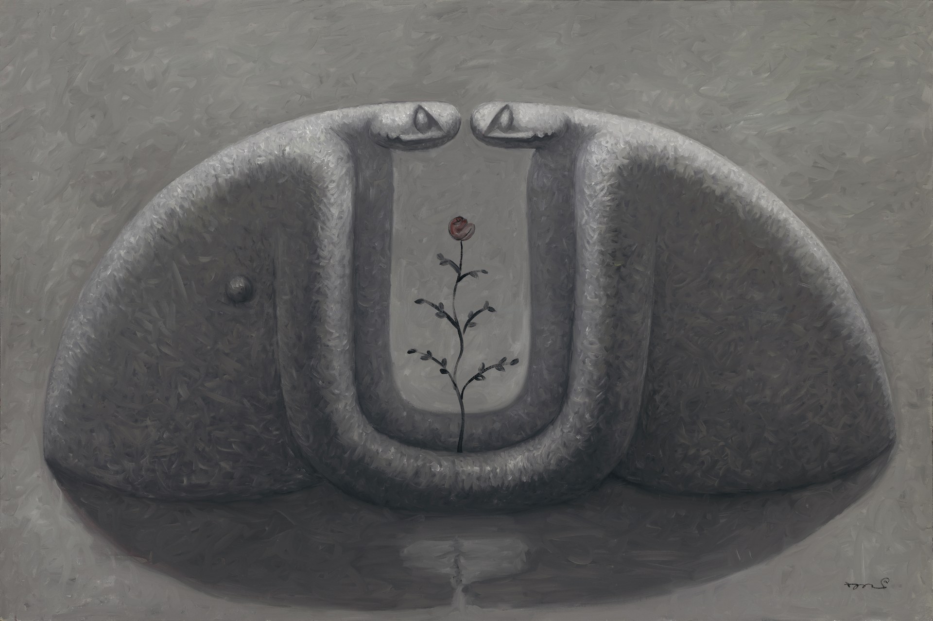 方旭作品《两生花 No.1》，2022年，布面油画。