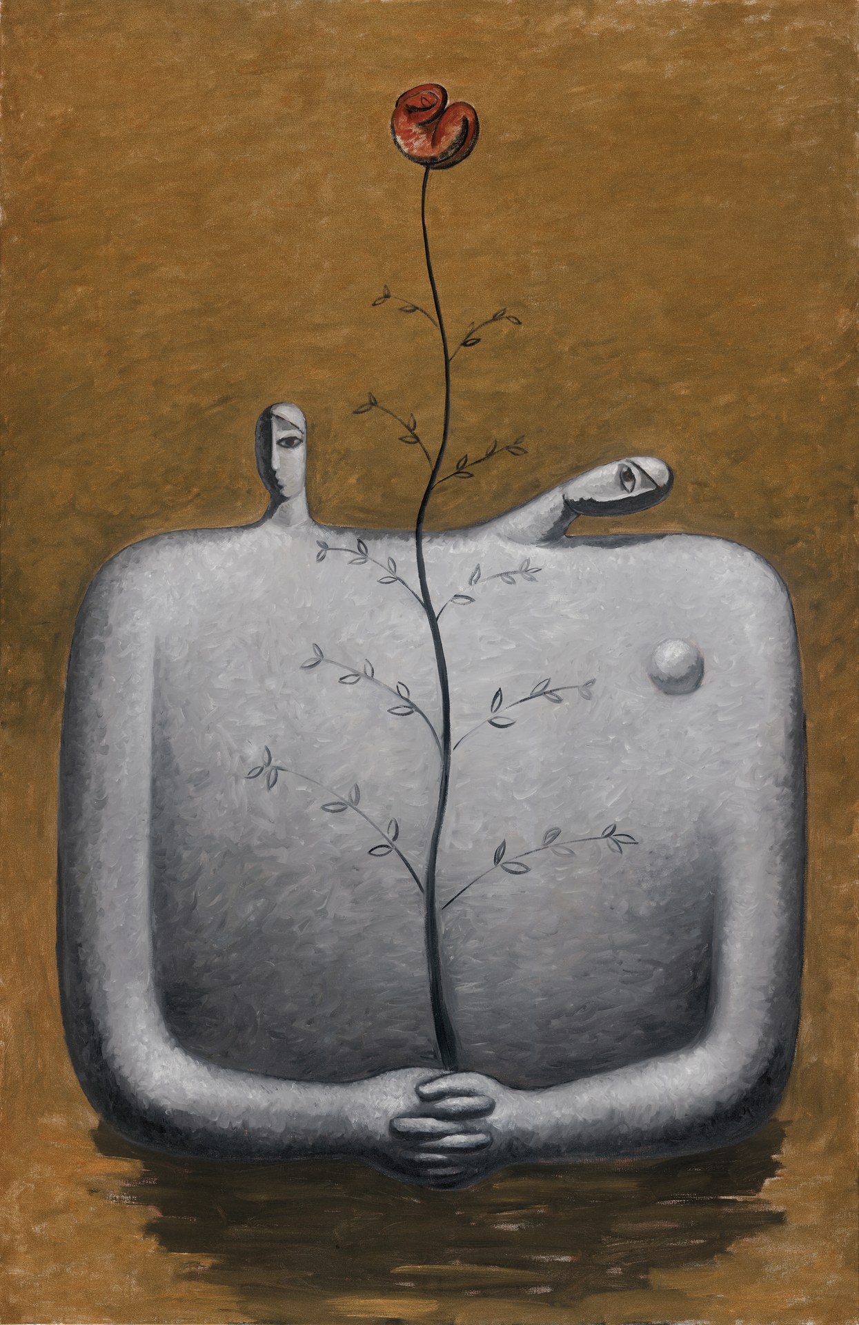 《两生花 No.2》，2022年，布面丙烯，130 × 200 cm（51.2 × 78.7英寸）。