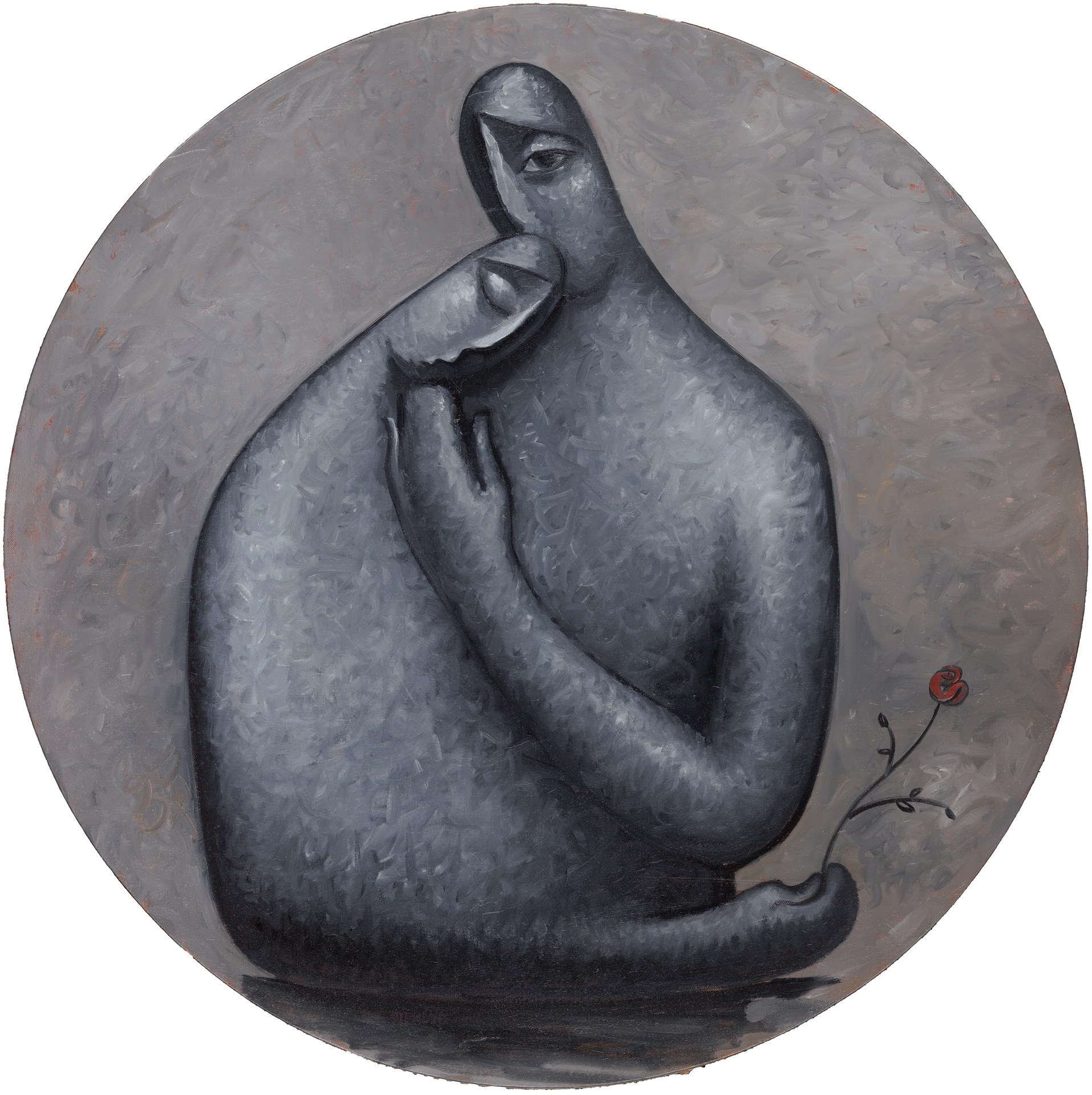 《你我之间 No.1》，2022年，布面油画，100 × 100 cm（39.4 × 39.4英寸）。